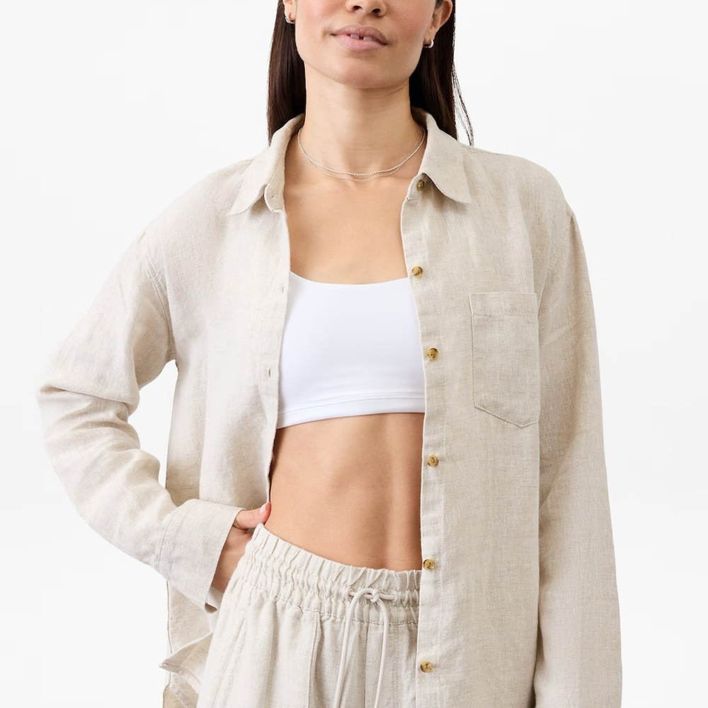 Athleta Retreat Beige Linen Top